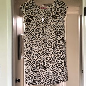 Blush leopard print silk shift dress